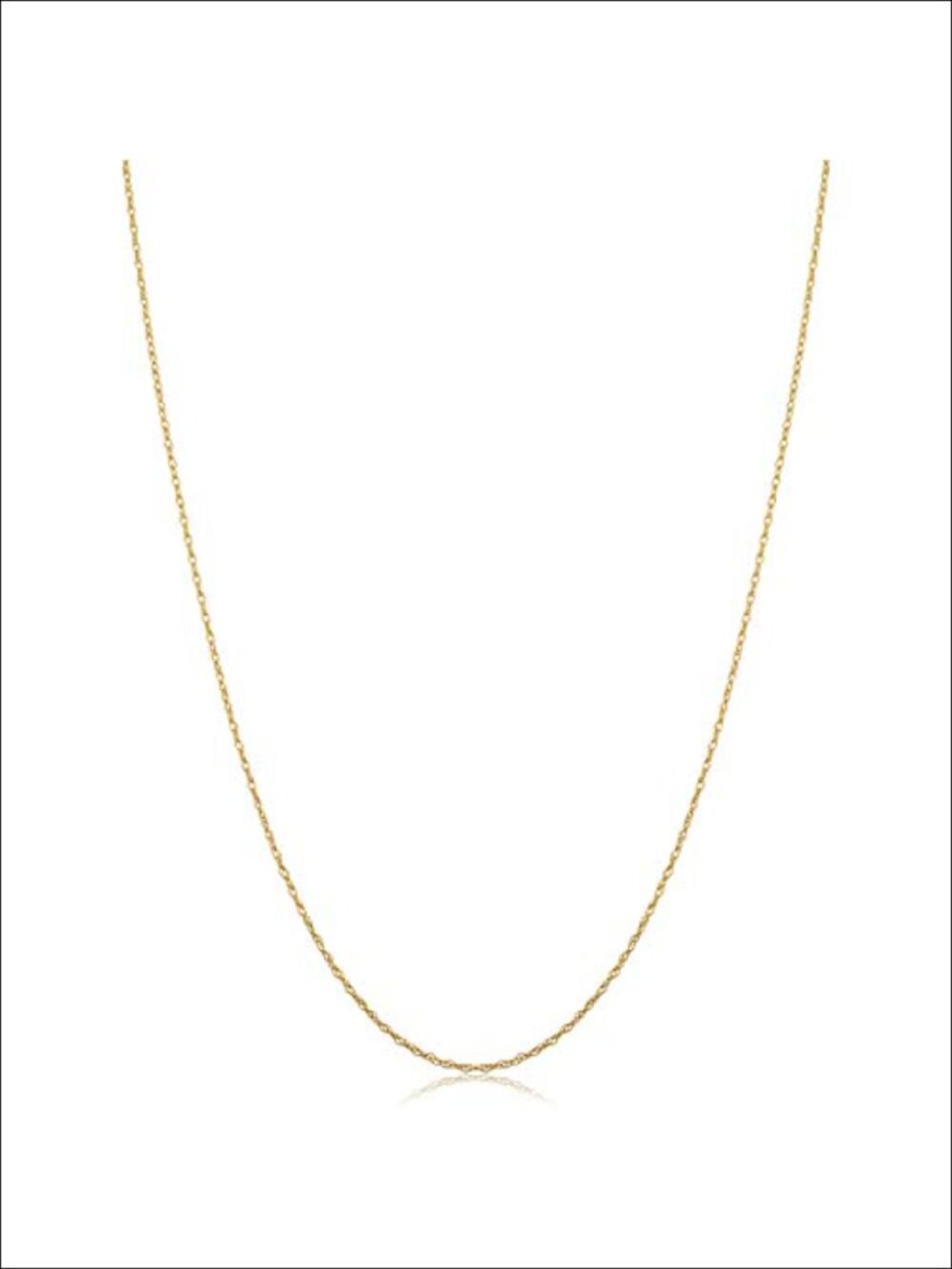 14K Yellow Gold Rope Chain Necklace for Women - 14 Inch, Spring Ring Clasp